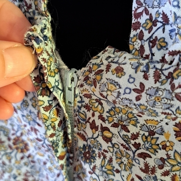 Vintage Women's S Prairie Swing Dress Handmade Blue White Ditzy Floral Cottage - Picture 7 of 13